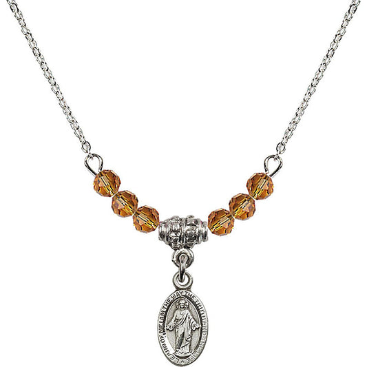 Sterling Silver Scapular Birthstone Necklace with Topaz Beads - 4121