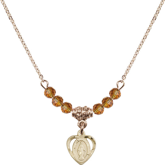 14kt Gold Filled Miraculous Birthstone Necklace with Topaz Beads - 5401