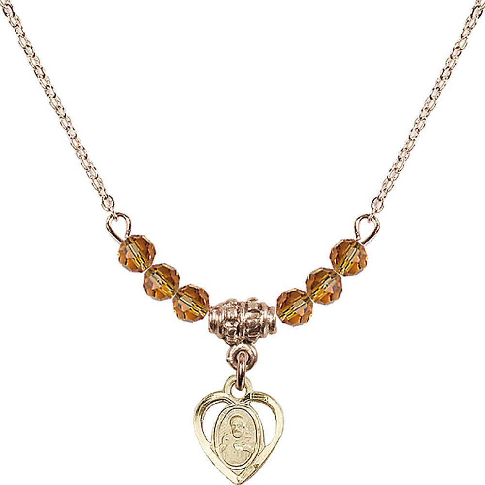 14kt Gold Filled Scapular Birthstone Necklace with Topaz Beads - 5402