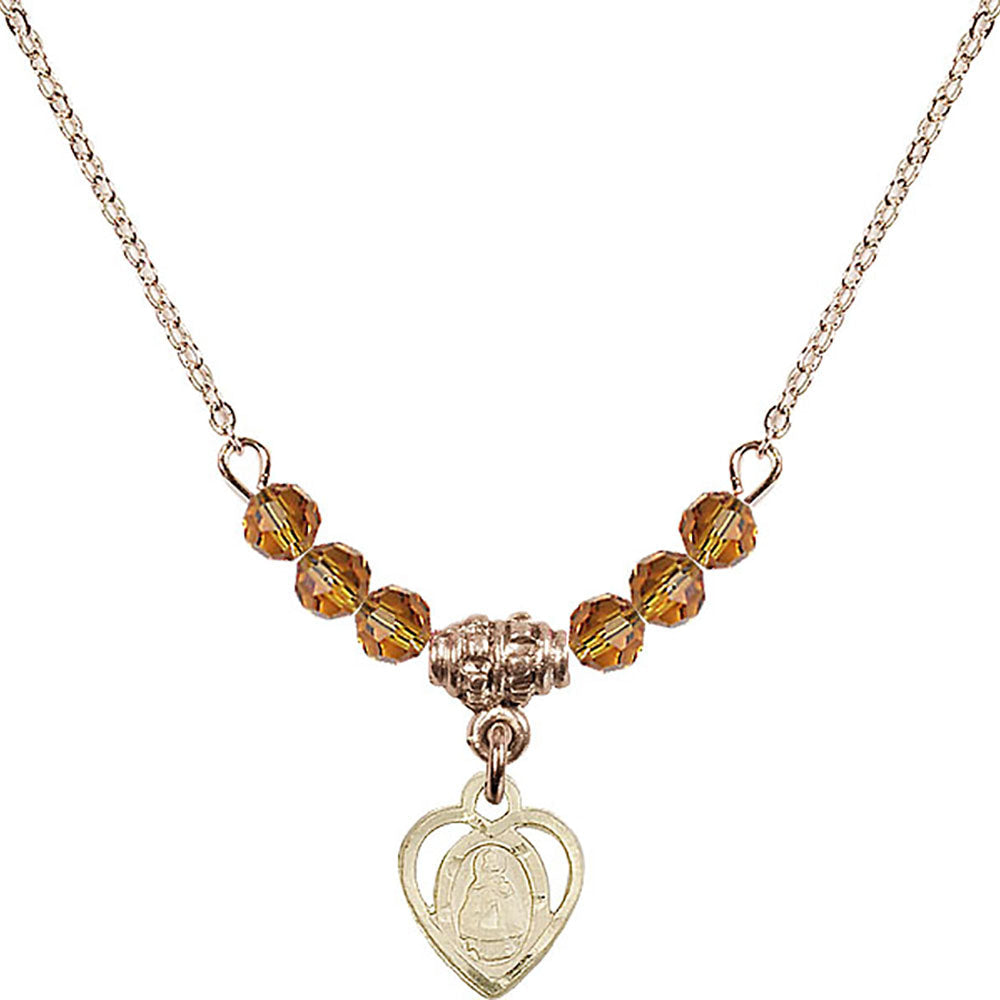 14kt Gold Filled Infant Birthstone Necklace with Topaz Beads - 5413