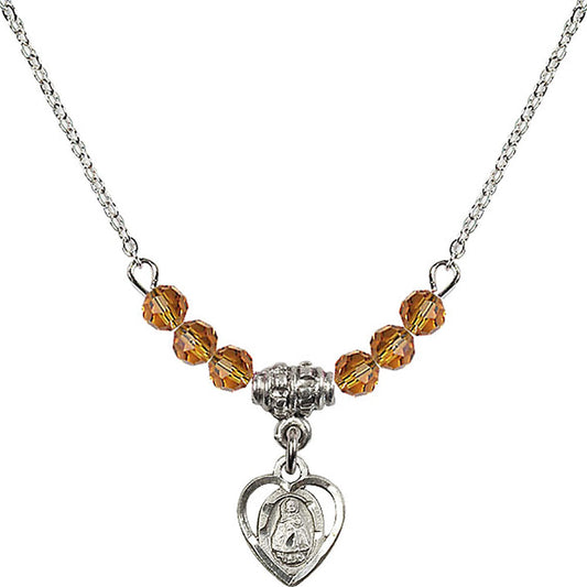 Sterling Silver Infant Birthstone Necklace with Topaz Beads - 5413