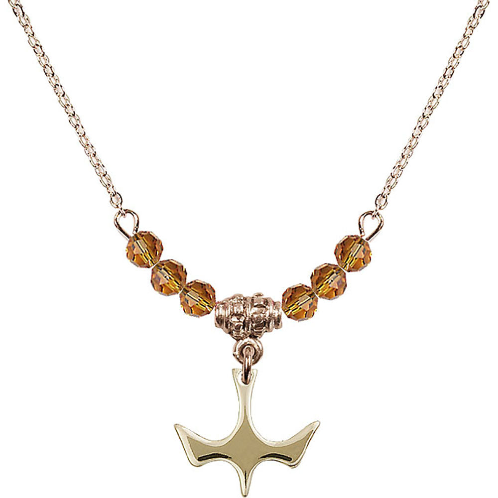 14kt Gold Filled Holy Spirit Birthstone Necklace with Topaz Beads - 5431