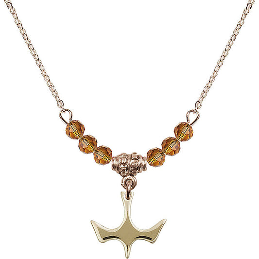 14kt Gold Filled Holy Spirit Birthstone Necklace with Topaz Beads - 5431