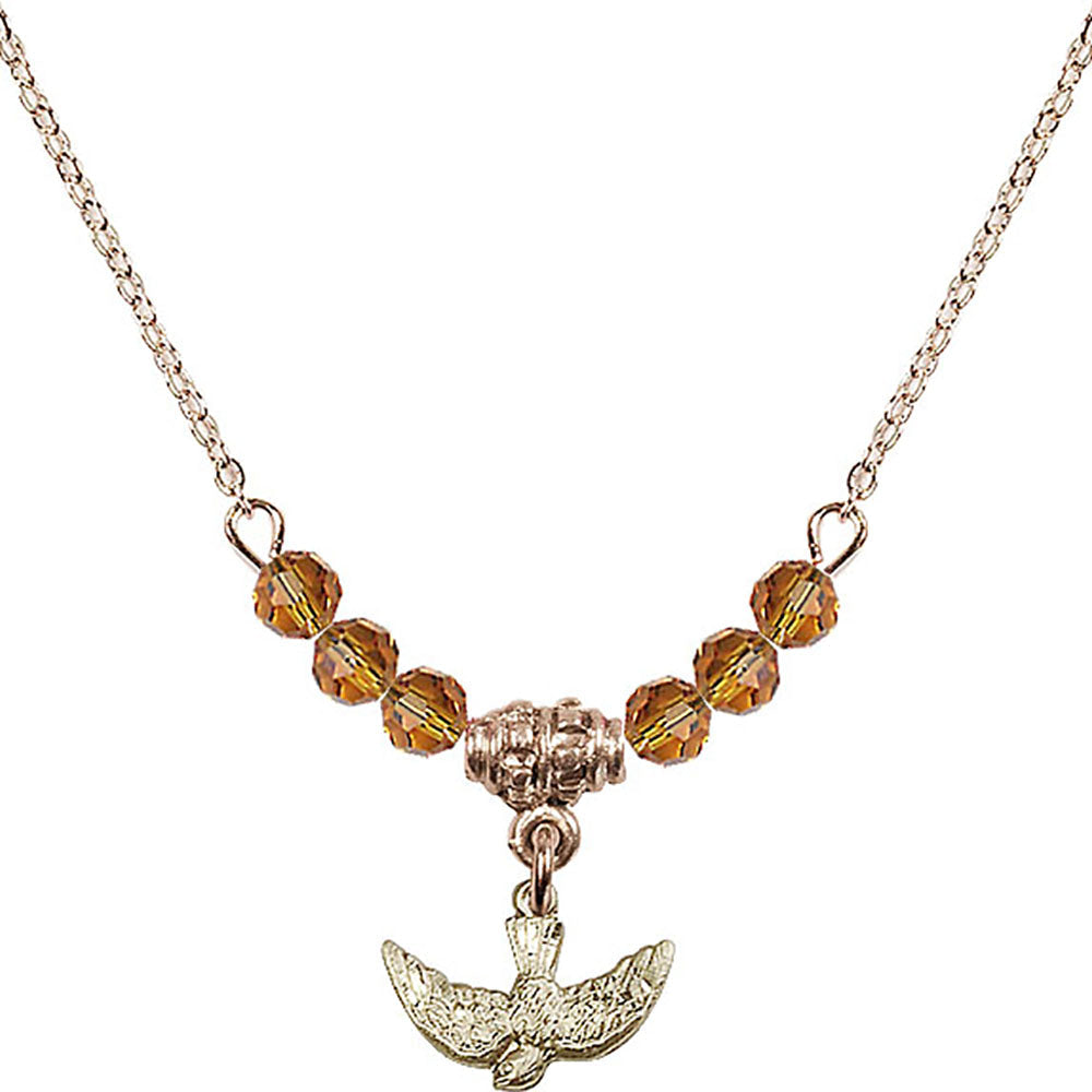 14kt Gold Filled Holy Spirit Birthstone Necklace with Topaz Beads - 5911