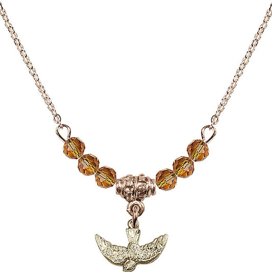 14kt Gold Filled Holy Spirit Birthstone Necklace with Topaz Beads - 5911