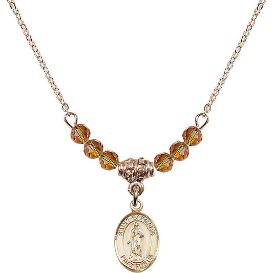 14kt Gold Filled Saint Barbara Birthstone Necklace with Topaz Beads - 9006
