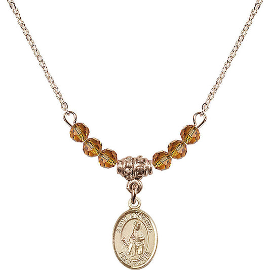 14kt Gold Filled Saint Dymphna Birthstone Necklace with Topaz Beads - 9032