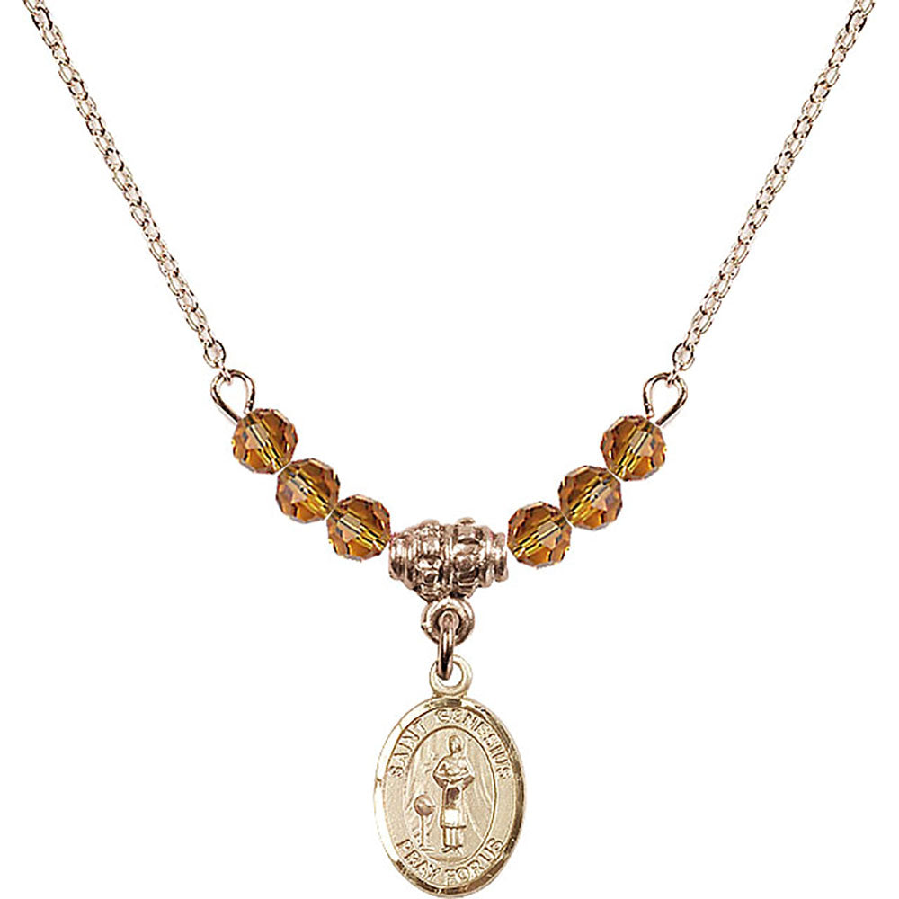 14kt Gold Filled Saint Genesius of Rome Birthstone Necklace with Topaz Beads - 9038