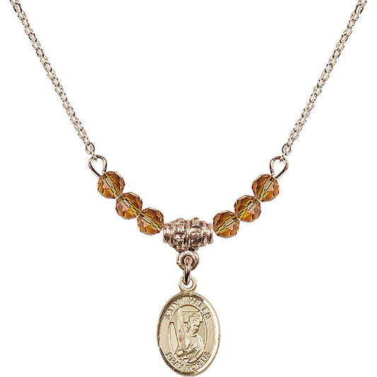 14kt Gold Filled Saint Helen Birthstone Necklace with Topaz Beads - 9043