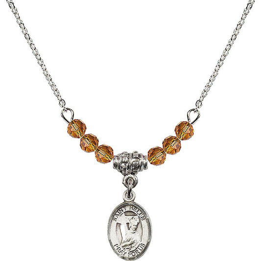 Sterling Silver Saint Helen Birthstone Necklace with Topaz Beads - 9043