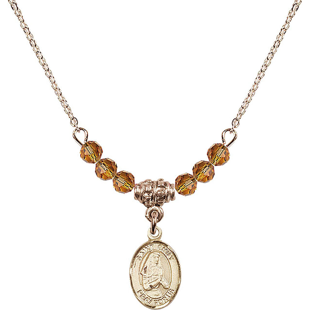 14kt Gold Filled Saint Emily de Vialar Birthstone Necklace with Topaz Beads - 9047