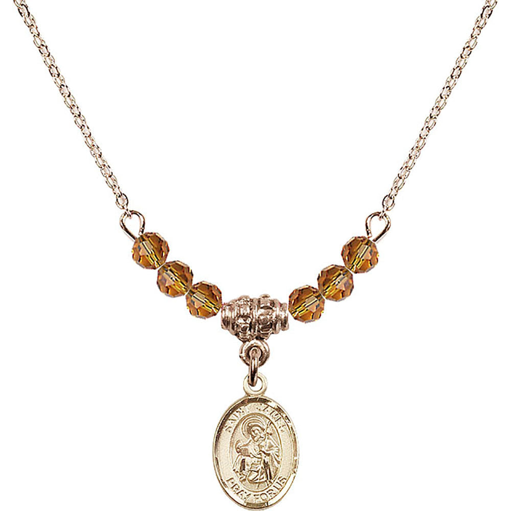 14kt Gold Filled Saint James the Greater Birthstone Necklace with Topaz Beads - 9050