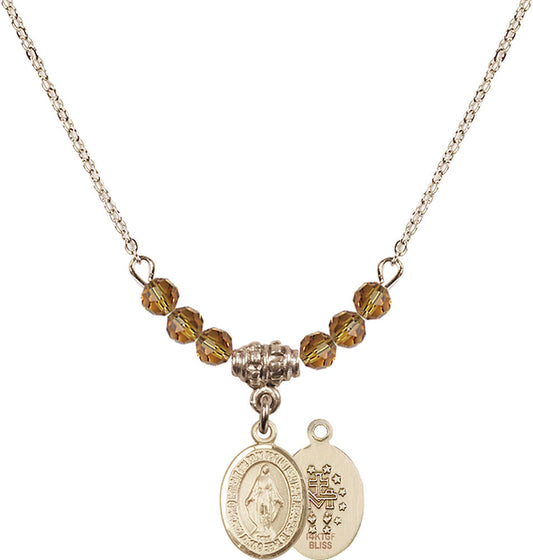 14kt Gold Filled Miraculous Birthstone Necklace with Topaz Beads - 9078
