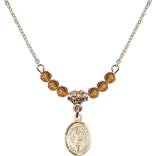 14kt Gold Filled Saint Nicholas Birthstone Necklace with Topaz Beads - 9080