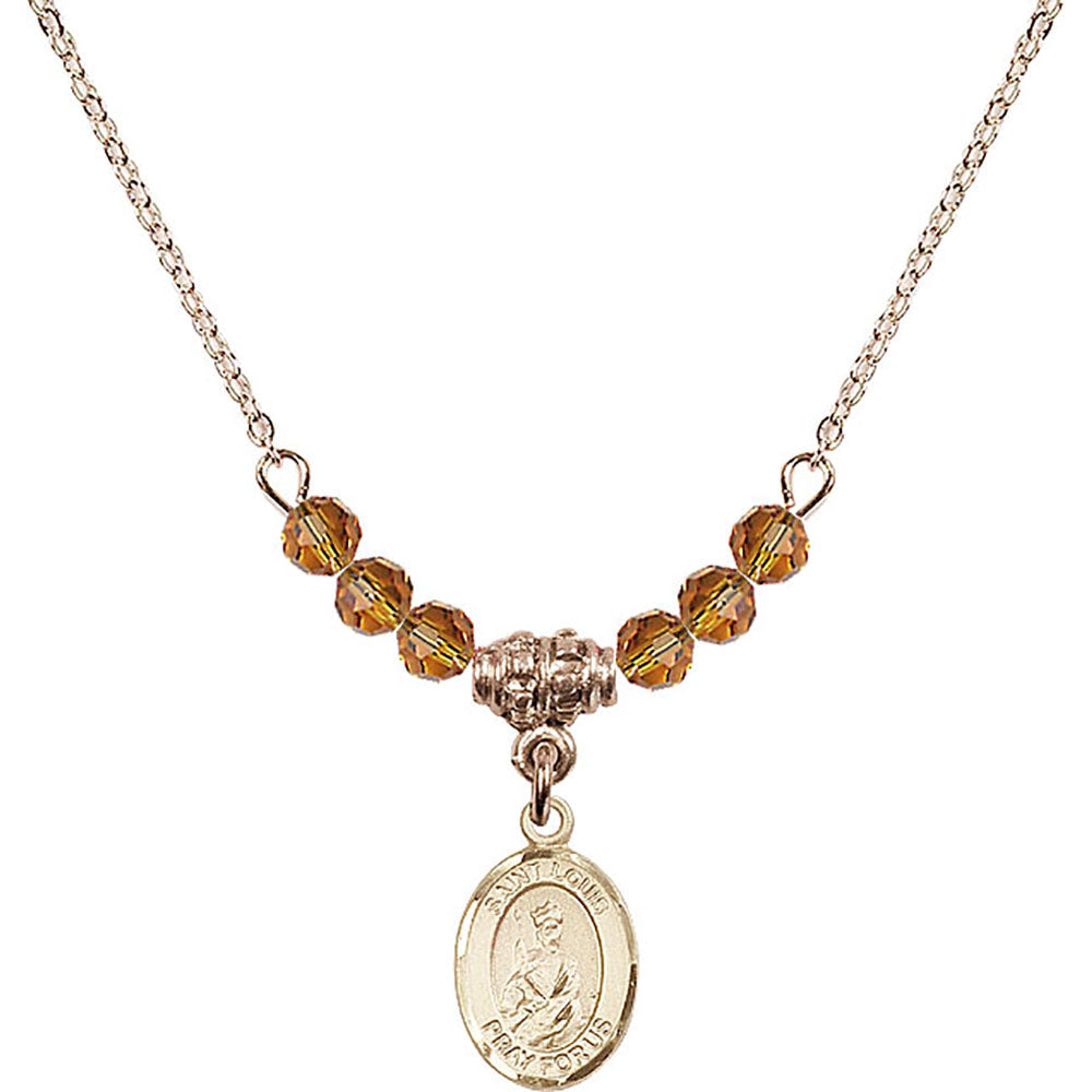 14kt Gold Filled Saint Louis Birthstone Necklace with Topaz Beads - 9081