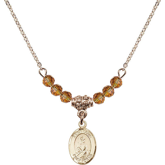 14kt Gold Filled Saint Louis Birthstone Necklace with Topaz Beads - 9081