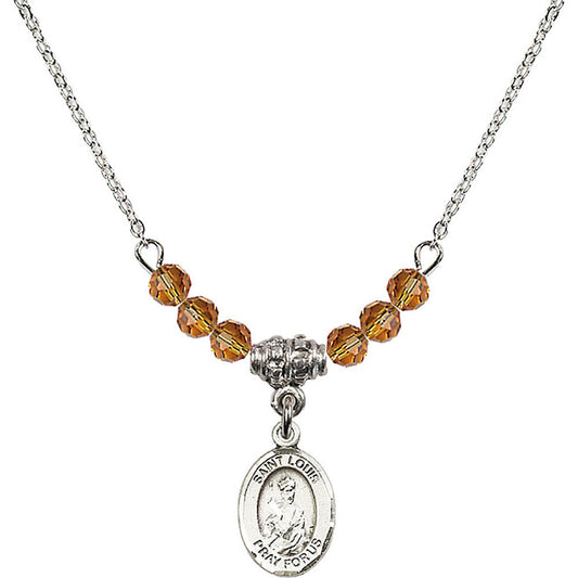 Sterling Silver Saint Louis Birthstone Necklace with Topaz Beads - 9081