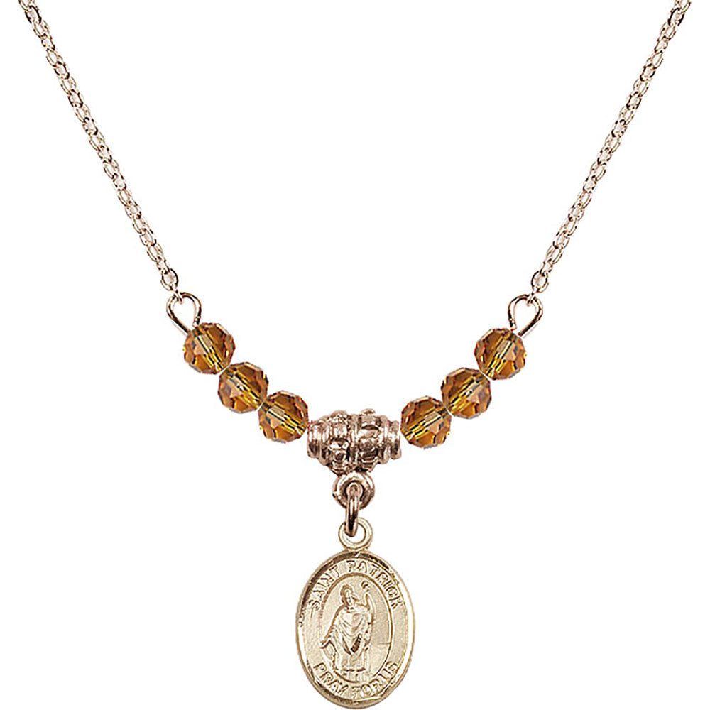 14kt Gold Filled Saint Patrick Birthstone Necklace with Topaz Beads - 9084