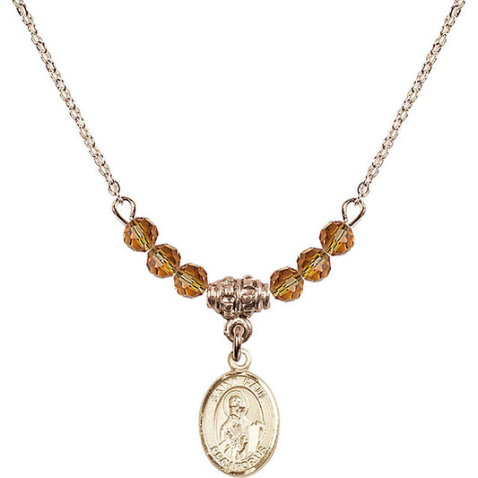 14kt Gold Filled Saint Paul the Apostle Birthstone Necklace with Topaz Beads - 9086