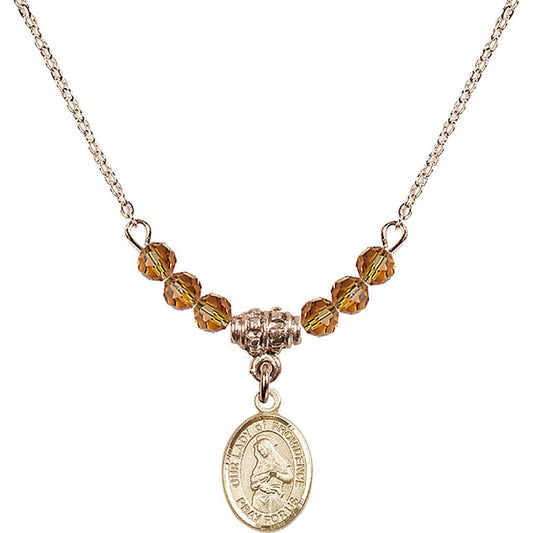 14kt Gold Filled Our Lady of Providence Birthstone Necklace with Topaz Beads - 9087