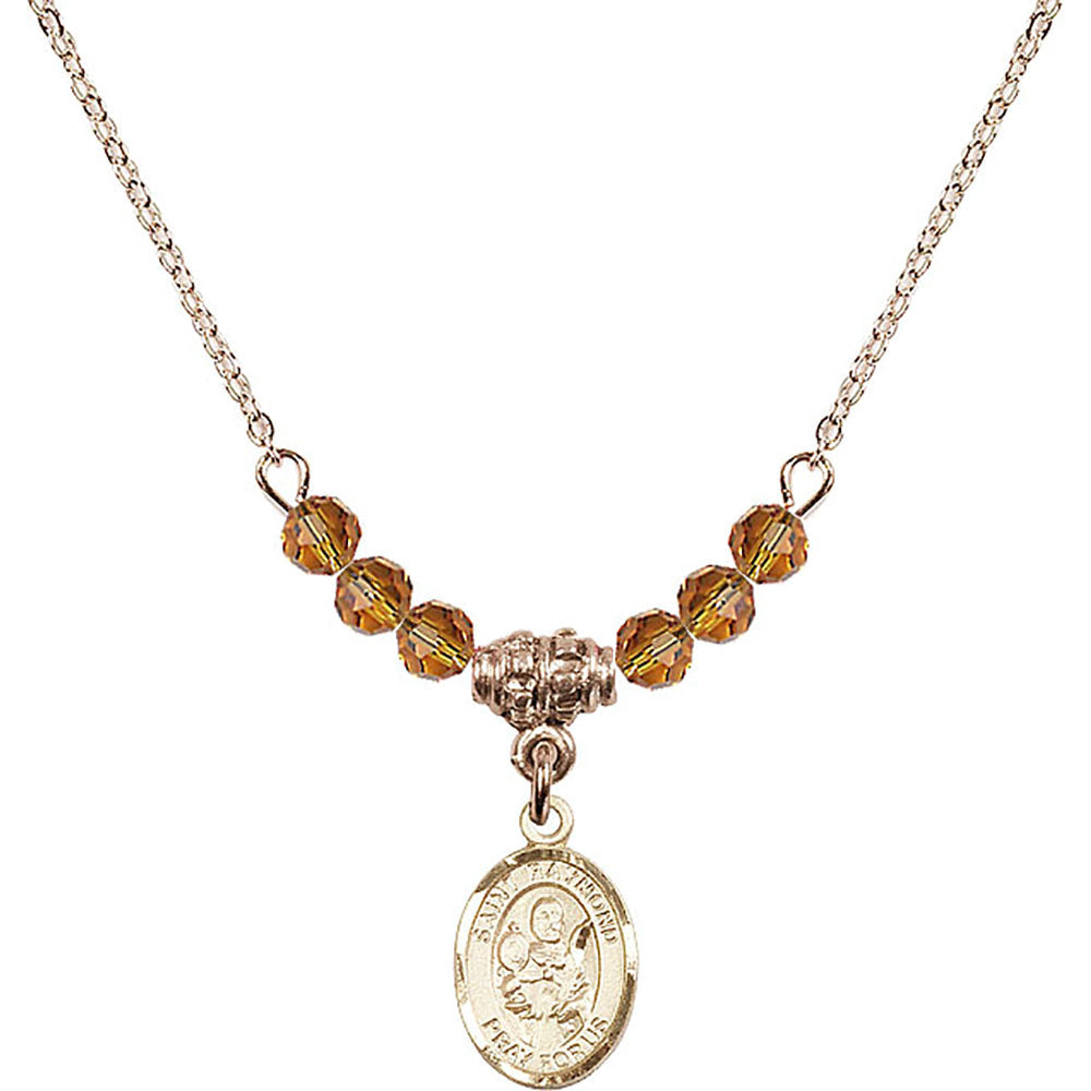 14kt Gold Filled Saint Raymond Nonnatus Birthstone Necklace with Topaz Beads - 9091
