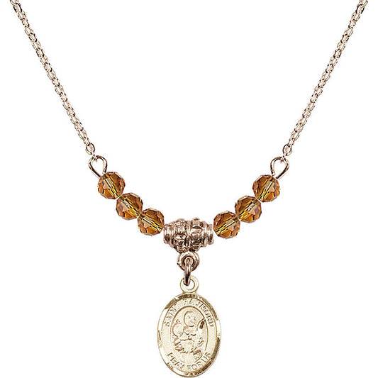 14kt Gold Filled Saint Raymond Nonnatus Birthstone Necklace with Topaz Beads - 9091