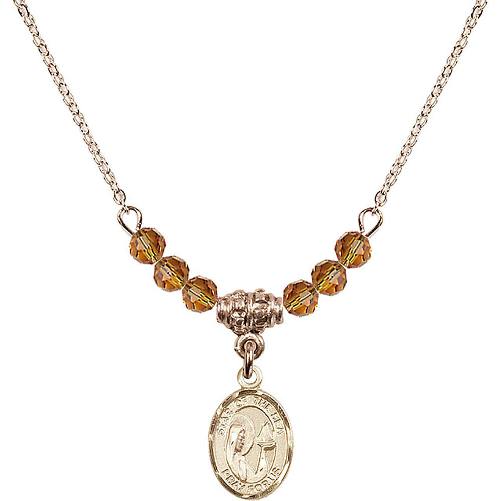 14kt Gold Filled Our Lady Star of the Sea Birthstone Necklace with Topaz Beads - 9101