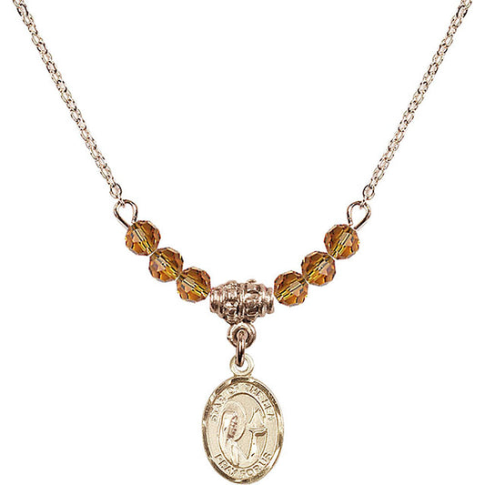 14kt Gold Filled Our Lady Star of the Sea Birthstone Necklace with Topaz Beads - 9101