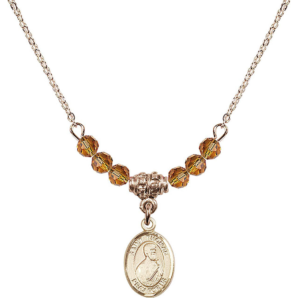 14kt Gold Filled Saint Thomas the Apostle Birthstone Necklace with Topaz Beads - 9107