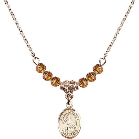 14kt Gold Filled Saint Veronica Birthstone Necklace with Topaz Beads - 9110
