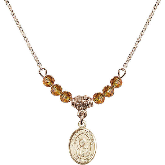 14kt Gold Filled Our Lady of la Vang Birthstone Necklace with Topaz Beads - 9115