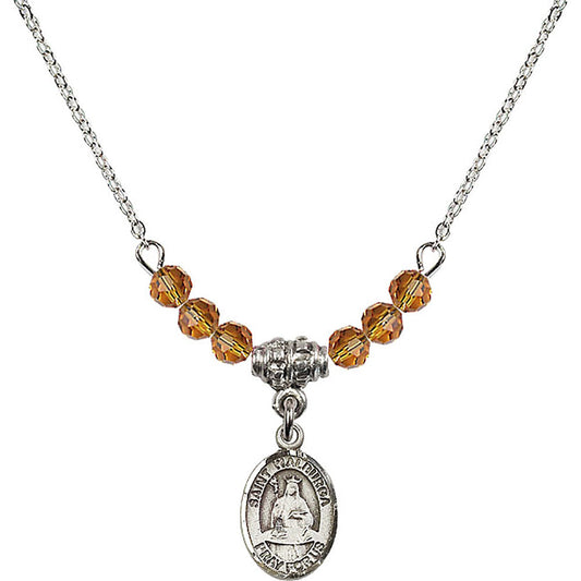 Sterling Silver Saint Walburga Birthstone Necklace with Topaz Beads - 9126