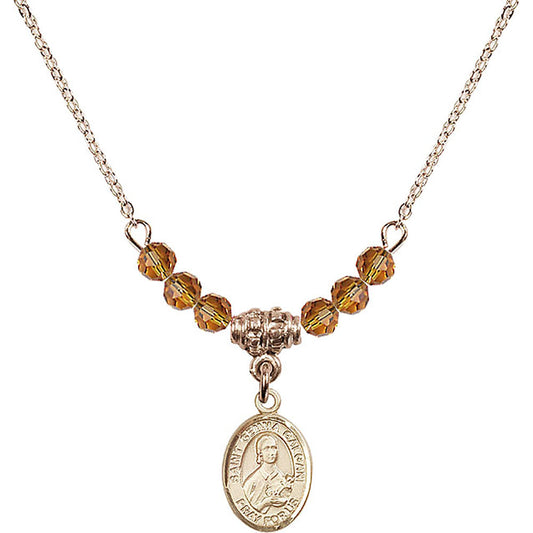 14kt Gold Filled Saint Gemma Galgani Birthstone Necklace with Topaz Beads - 9130