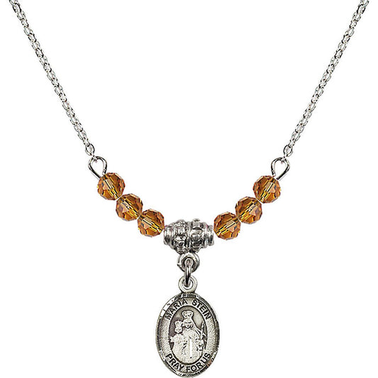 Sterling Silver Maria Stein Birthstone Necklace with Topaz Beads - 9133