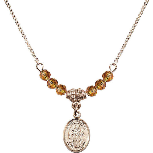 14kt Gold Filled Saint Cecilia / Choir Birthstone Necklace with Topaz Beads - 9180