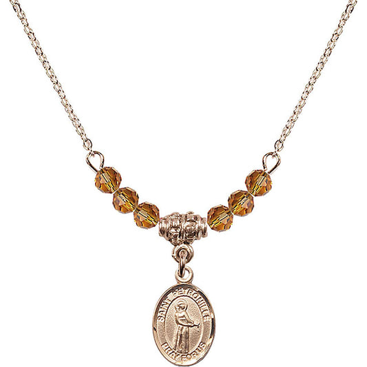 14kt Gold Filled Saint Petronille Birthstone Necklace with Topaz Beads - 9209