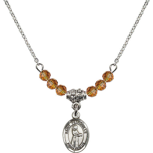 Sterling Silver Saint Petronille Birthstone Necklace with Topaz Beads - 9209