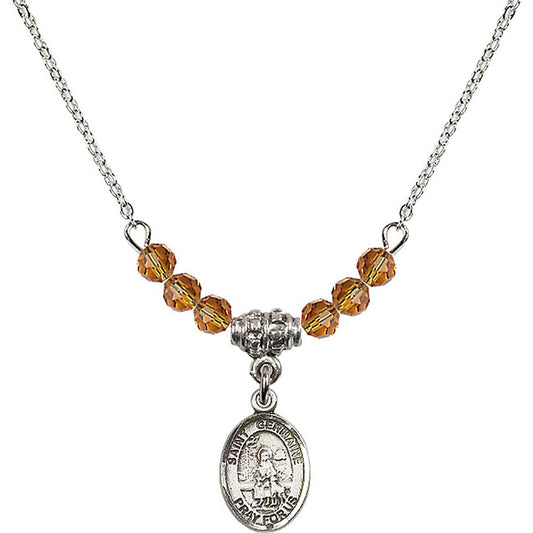 Sterling Silver Saint Germaine Cousin Birthstone Necklace with Topaz Beads - 9211