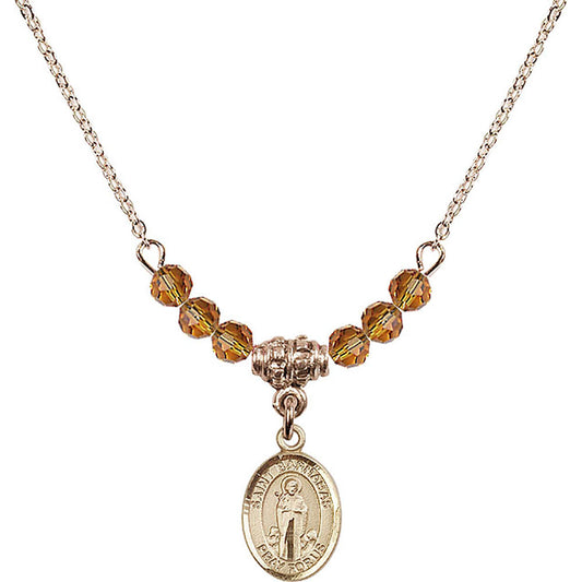 14kt Gold Filled Saint Barnabas Birthstone Necklace with Topaz Beads - 9216