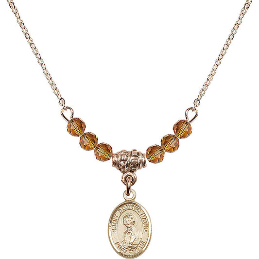 14kt Gold Filled Saint Dominic Savio Birthstone Necklace with Topaz Beads - 9227