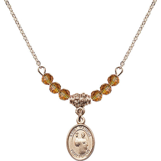 14kt Gold Filled Saint Maurus Birthstone Necklace with Topaz Beads - 9241