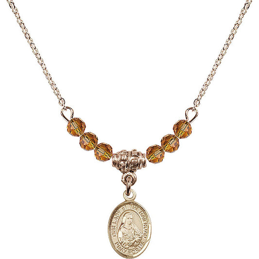 14kt Gold Filled Our Lady of the Railroad Birthstone Necklace with Topaz Beads - 9247