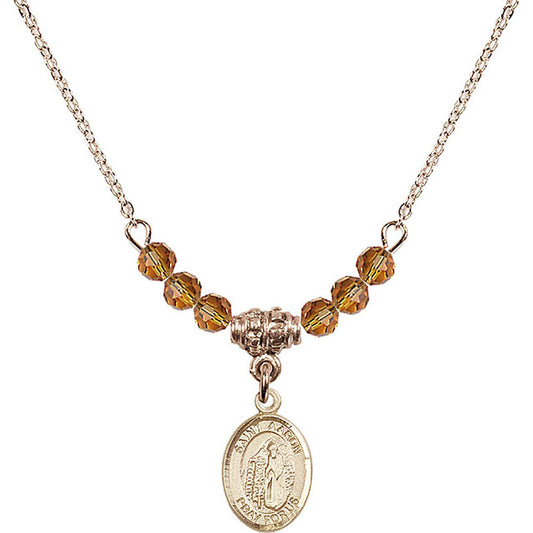 14kt Gold Filled Saint Aaron Birthstone Necklace with Topaz Beads - 9254