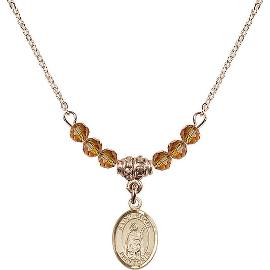 14kt Gold Filled Saint Grace Birthstone Necklace with Topaz Beads - 9255