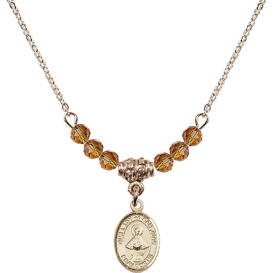 14kt Gold Filled Our Lady of San Juan Birthstone Necklace with Topaz Beads - 9263