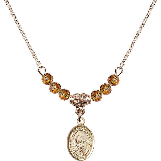 14kt Gold Filled Saint Bernard of Montjoux Birthstone Necklace with Topaz Beads - 9264