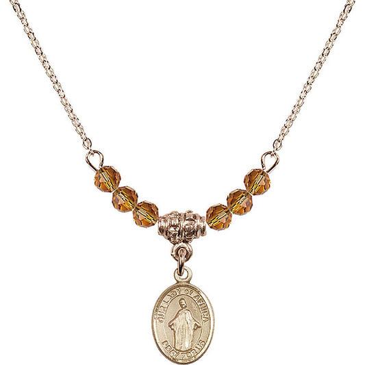 14kt Gold Filled Our Lady of Africa Birthstone Necklace with Topaz Beads - 9269