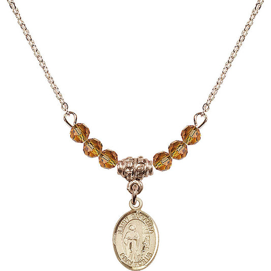 14kt Gold Filled Saint Susanna Birthstone Necklace with Topaz Beads - 9280