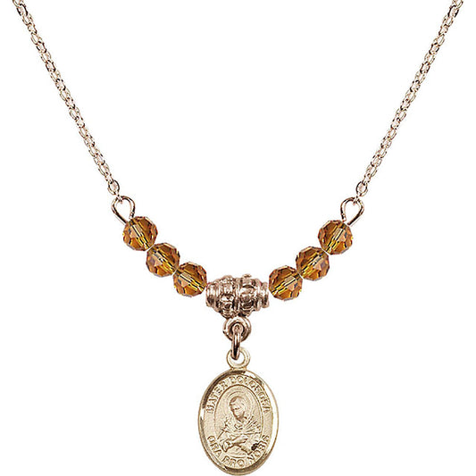 14kt Gold Filled Mater Dolorosa Birthstone Necklace with Topaz Beads - 9290