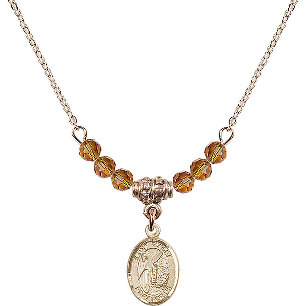 14kt Gold Filled Saint Fiacre Birthstone Necklace with Topaz Beads - 9298